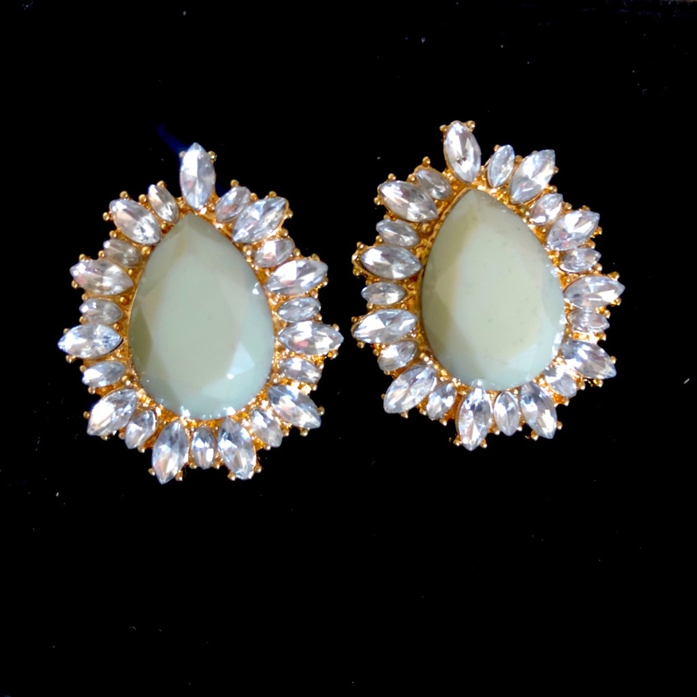 Vintage Style Oversized Stud Gemstone Earrings